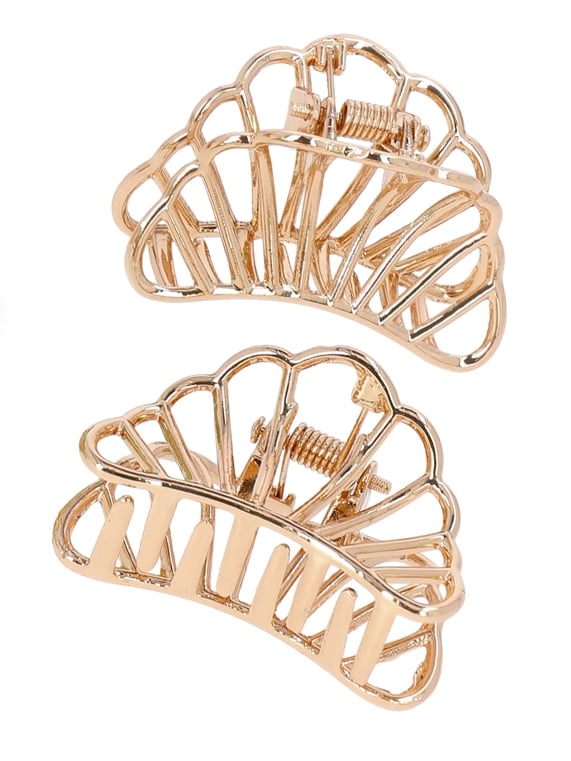 Women's Mixed Metal Shell Claw Clip Set, 4-Piece - Image 3
