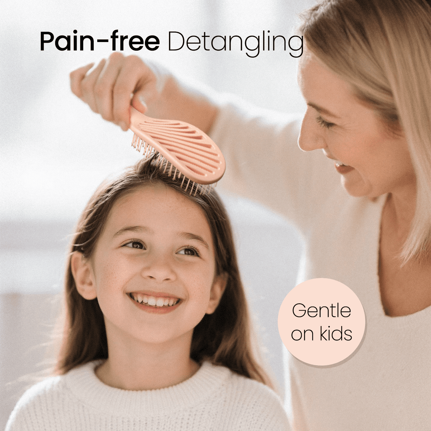 Detangling Brush, Pain-Free Wet Dry Hairbrush with Soft Bristles for Women & Kids, Fine Hair Care - Image 3