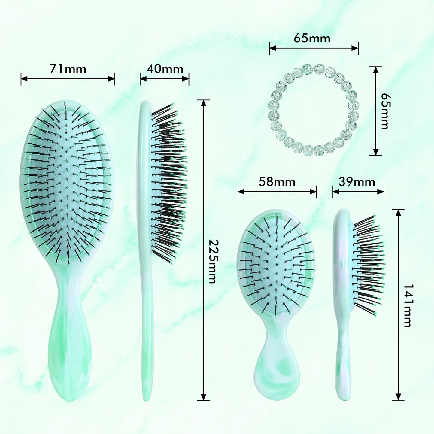 Detangling Wet Hair Brush Set for Women and Girl, Ultra Soft-Nylon Bristles Detangler Brush for All Hair Types, Green... - Image 4