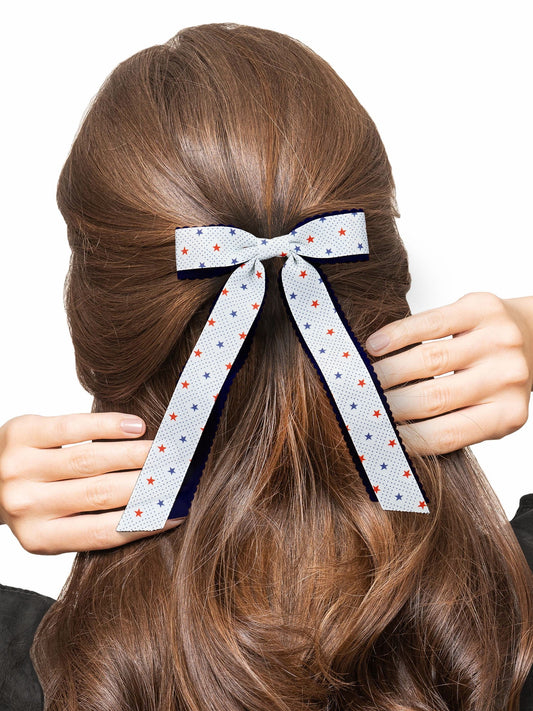 Americana Patriotic Ribbon Hair Bow - Image 2