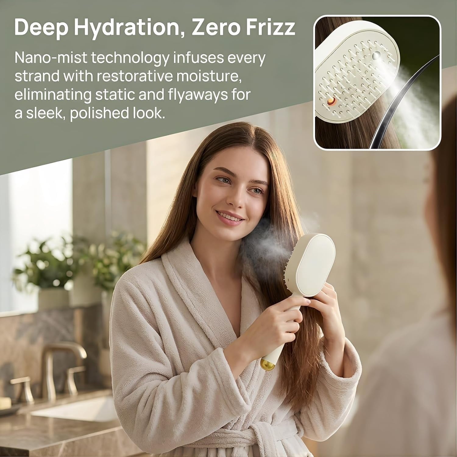 2026 Upgraded Electric Steam Brush, Rechargeable Hair Brush with Water Spray, Wet Electric Hairbrush, Red Light Air C... - Image 4