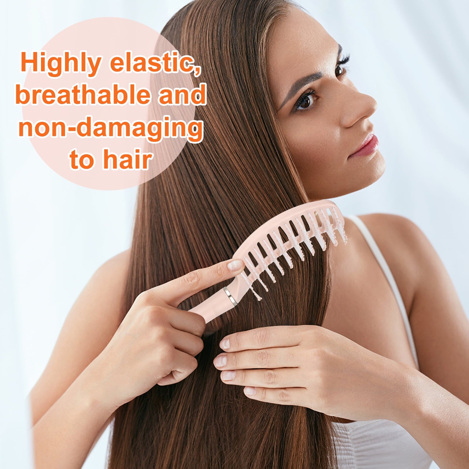 3 Pcs Detangling Brush with 100 Hair Ties, Curved Vented Styling Hair Brush with Seamless Spring Ties, Women Fast Blo... - Image 2
