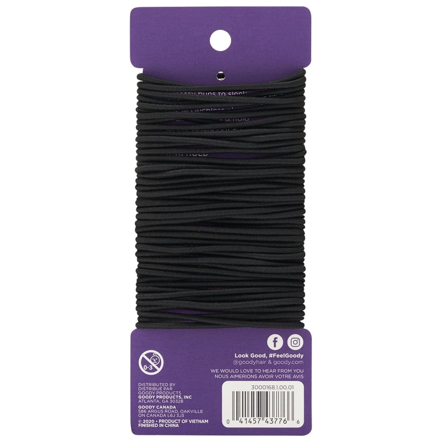 Hair Elastics, Small Hair Ties, 2mm, For All Hair, Black, 50 Ct - Image 2