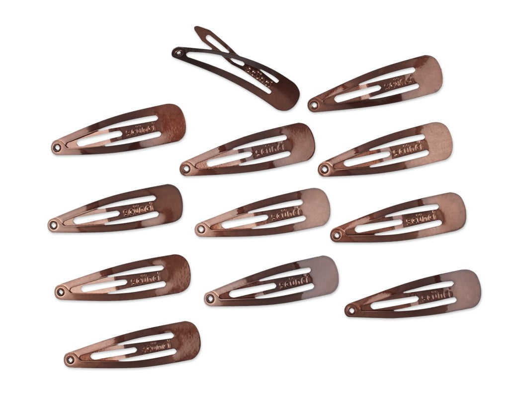 Metal Snap Hair Clips, Brown, 12 Count - Image 4