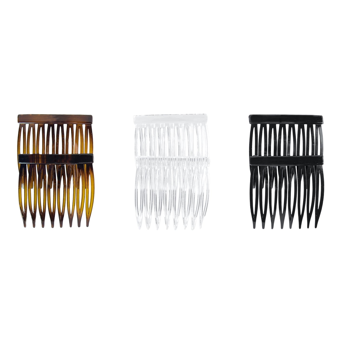 Small Plastic Side Hair Combs, Black, Clear, and Tortoise Shell,6 Ct - Image 2