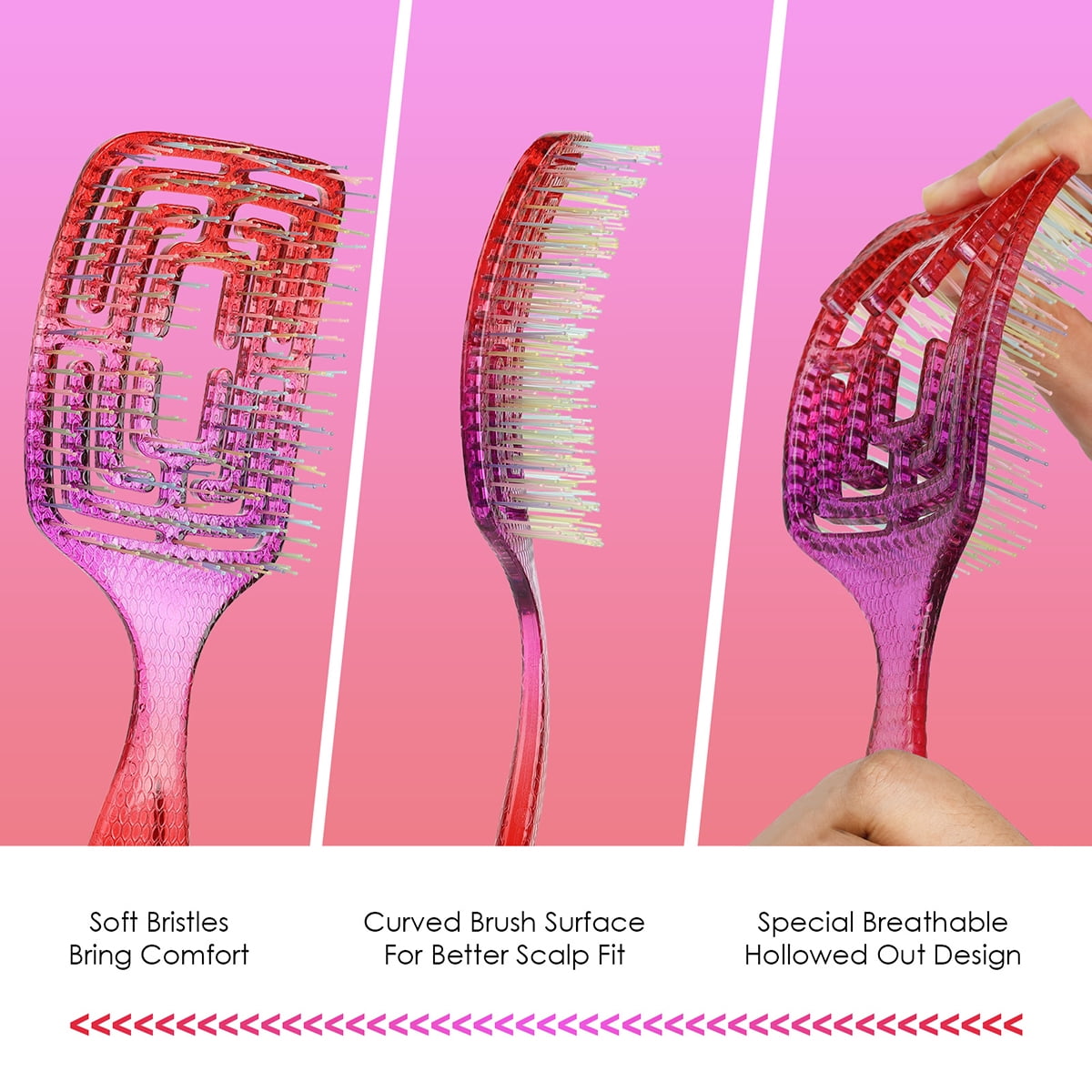 Detangling Hair Brush for Wet or Dry Hair, Vented Design and Ultra Soft-Nylon Detangler Hair Brush for All Hair Types... - Image 3