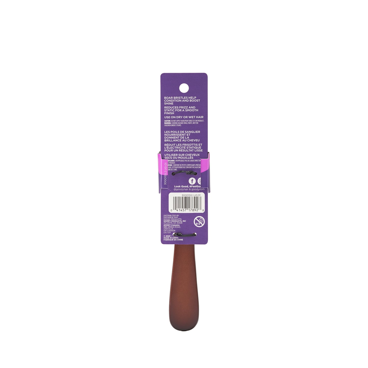 Goody Wood Boar Brush for Smooth, Sleek Styles, Natural Boar Bristles, All Hair Types - Image 2
