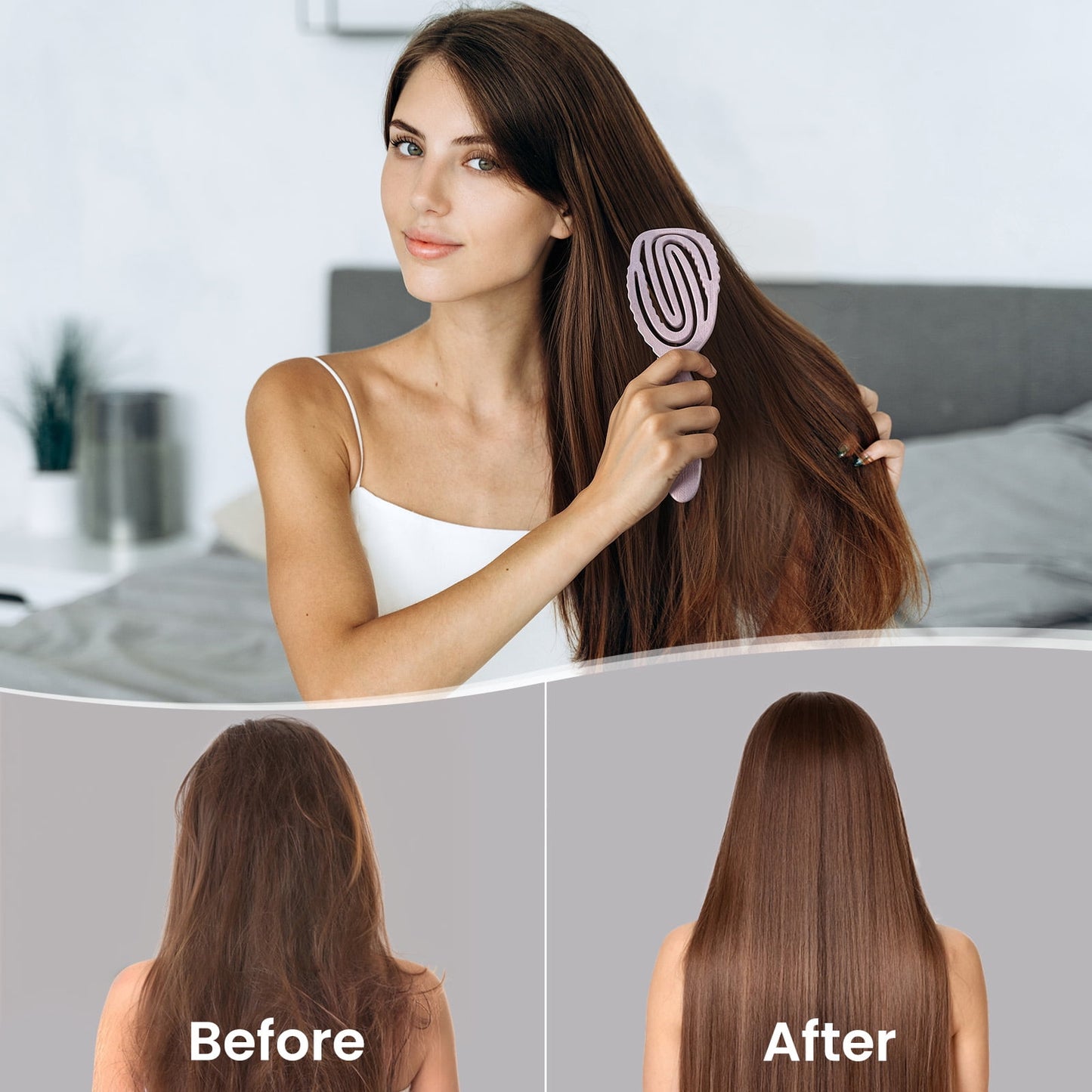 Hemp-Relax Detangler Hair Brush, Eco-Friendly Vented Detangling Hairbrush, Wet & Dry Use, Purple - Image 3