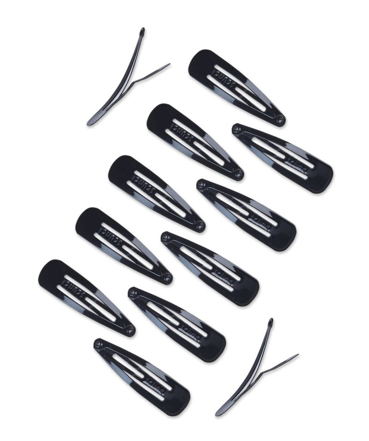 Metal Snap Clip Hair Barrettes, Black, 12 Count - Image 3