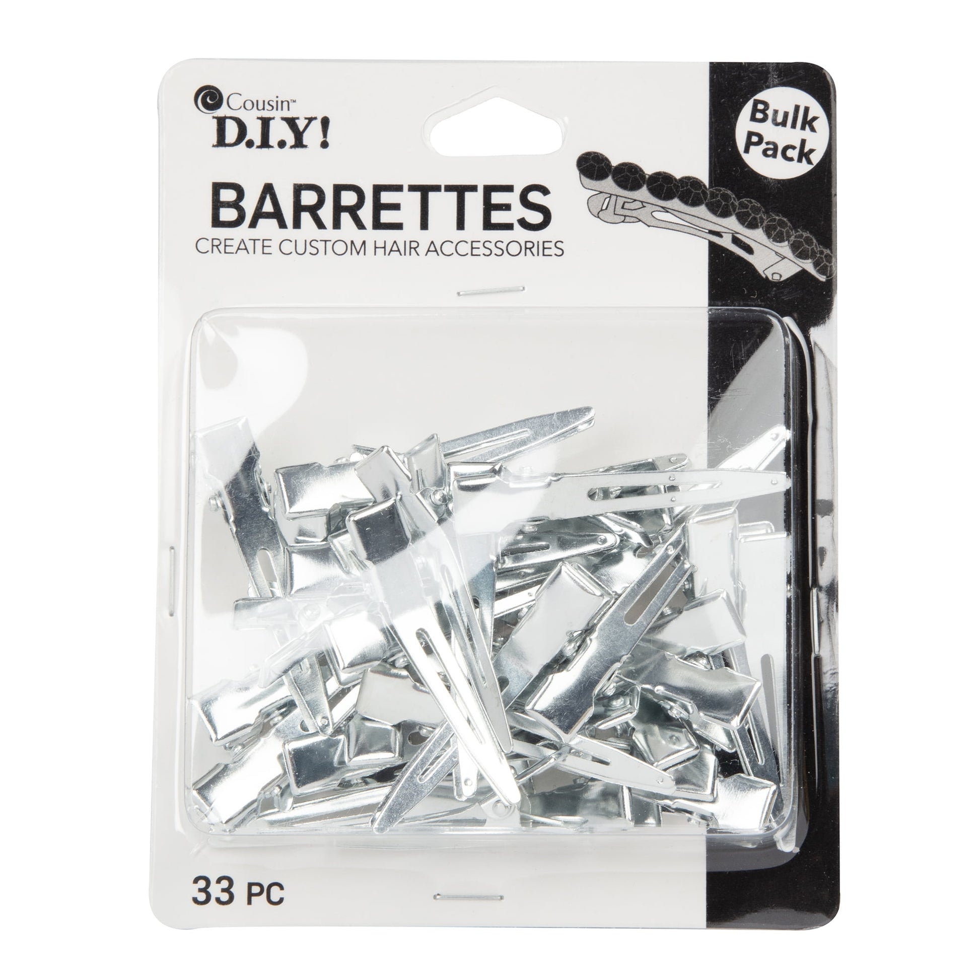 1.75 in Single Prong Metal Hair Clip, Bulk Pack of 33, Silver, Small, Adult - Image 3