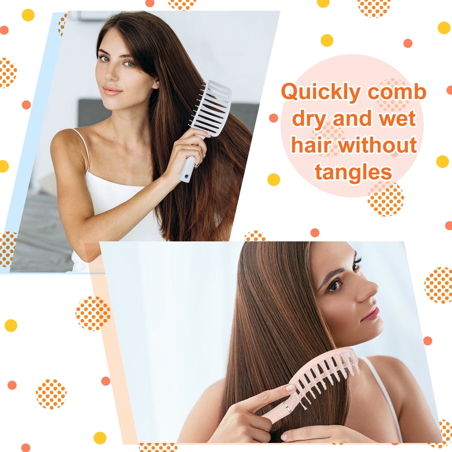 3 Pcs Detangling Brush with 100 Hair Ties, Curved Vented Styling Hair Brush with Seamless Spring Ties, Women Fast Blo... - Image 4