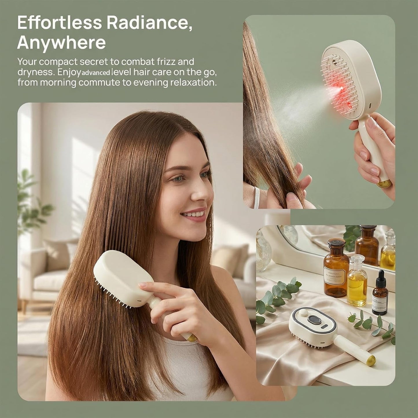 2026 Upgraded Electric Steam Brush, Rechargeable Hair Brush with Water Spray, Wet Electric Hairbrush, Red Light Air C... - Image 3