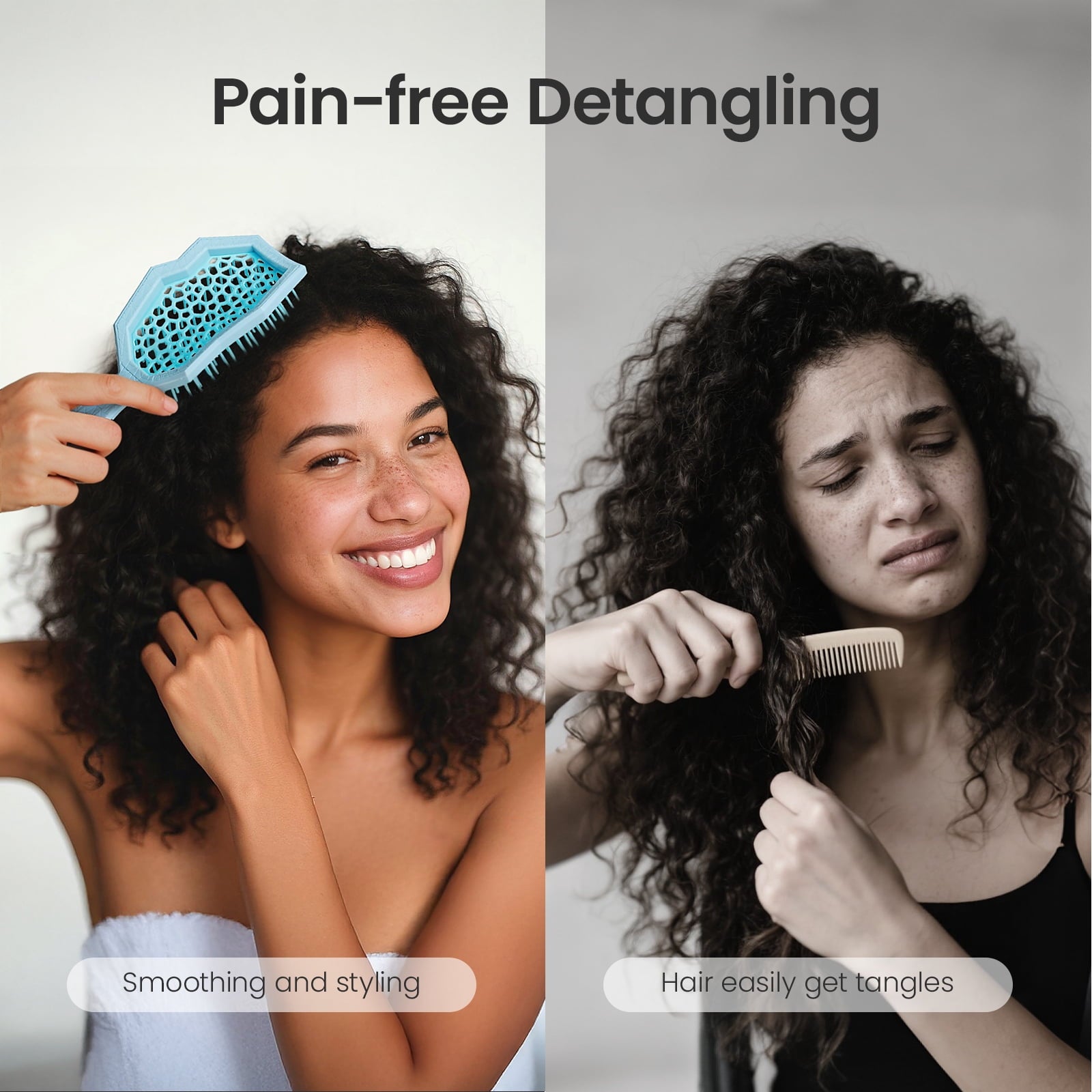Glacier Curl Detangling Brush – Pain-Free Wet & Dry Brush for 2c–4c Hair, Vented, Blue - Image 2