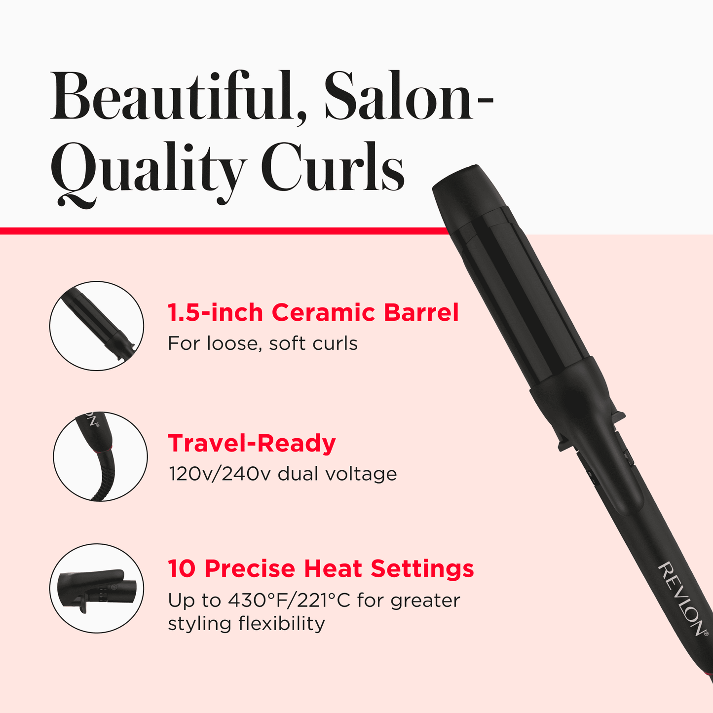 Revlon Smoothstay 1-1/2" Coconut Oil-Infused Curling Iron, Black - Image 5