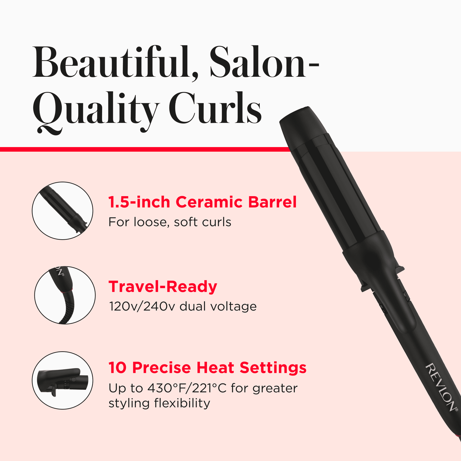 Revlon Smoothstay 1-1/2" Coconut Oil-Infused Curling Iron, Black - Image 5