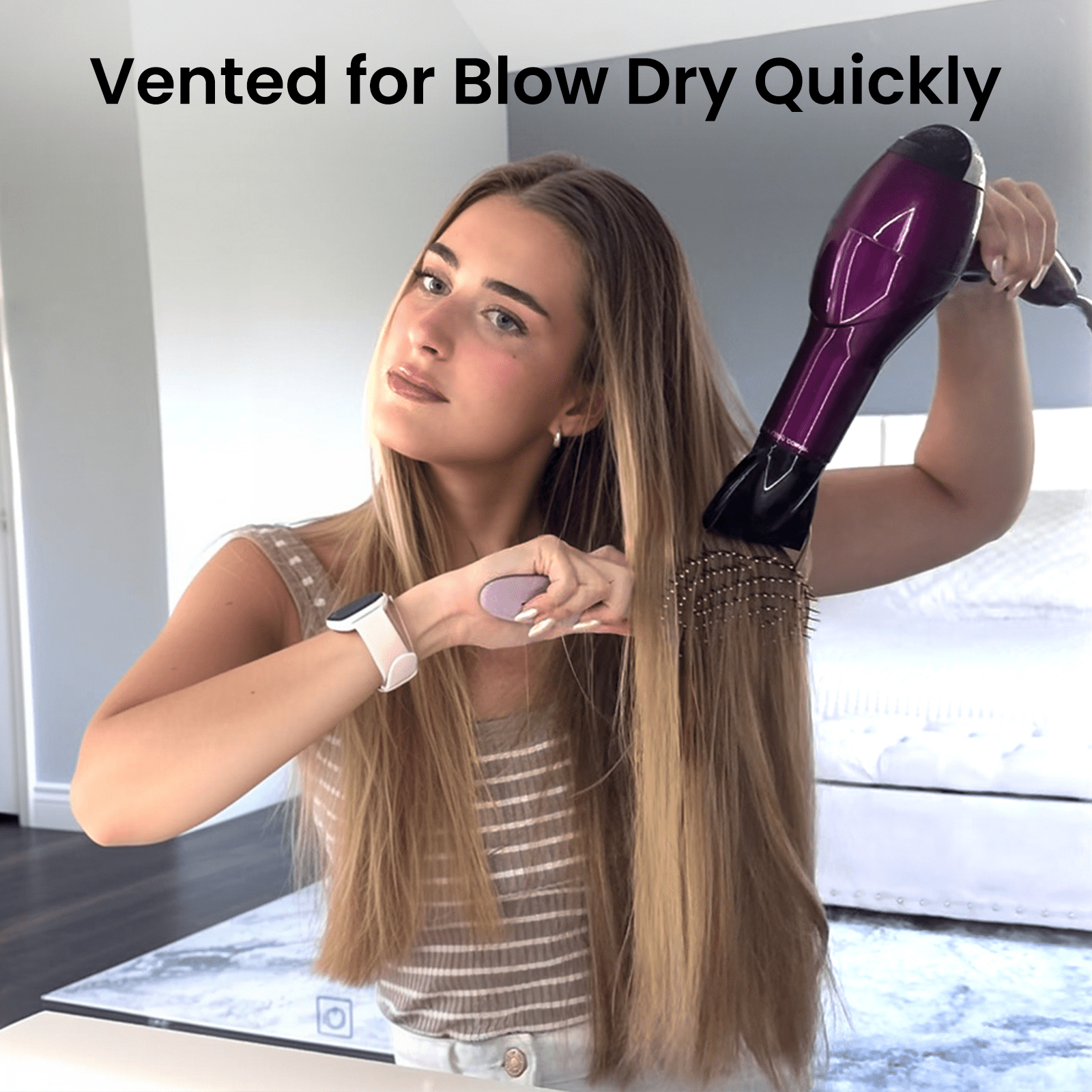 Hemp-Relax Detangler Hair Brush, Eco-Friendly Vented Detangling Hairbrush, Wet & Dry Use, Purple - Image 4