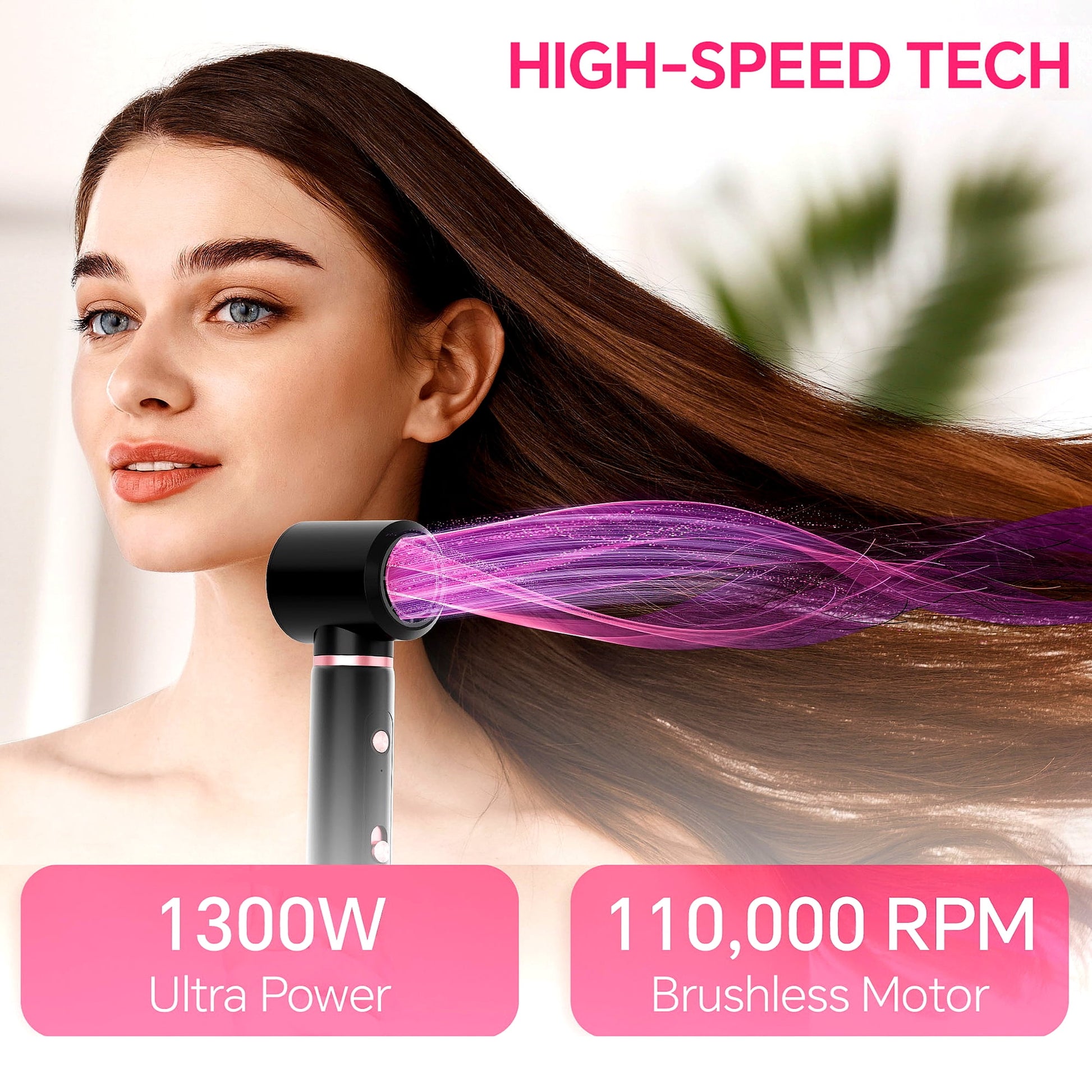 Hair Dryer Brush, Hot Air Brush with Brushless Motor, Blowout Dryer Brush 1300W,Hair Curling Iron - Image 6