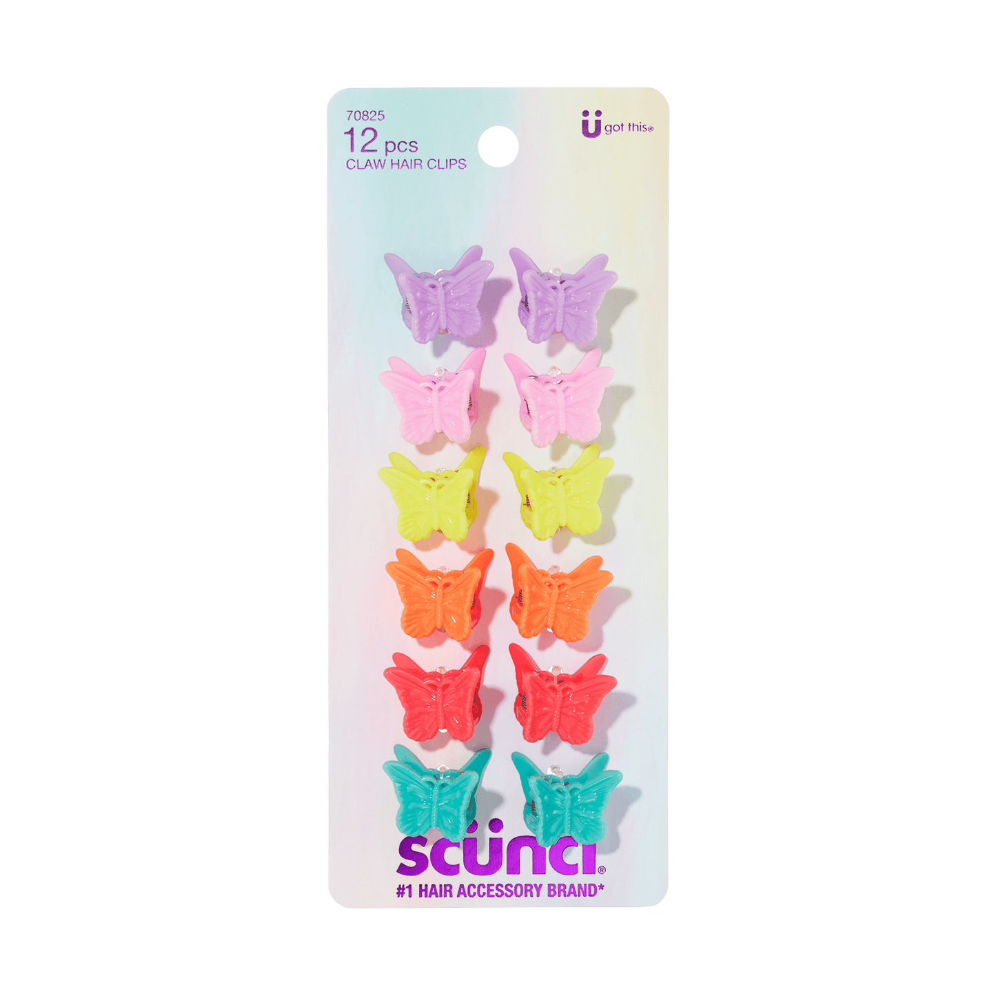Scunci Mini Butterfly Claw Clips, Multicolor, 12 Count