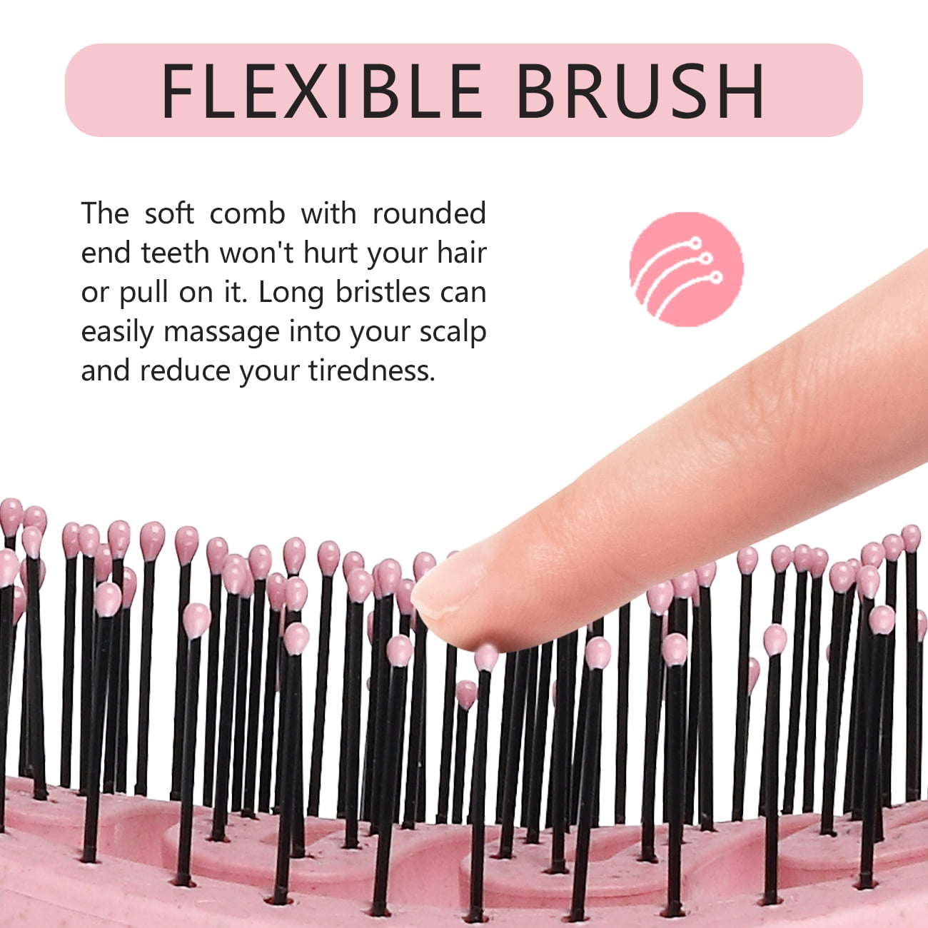 Detangling Hair Brush, Wheat Straw & Nylon Soft Bristles, Wet Dry No Pull Anti Frizz Professional Styling Hair Brush,... - Image 2