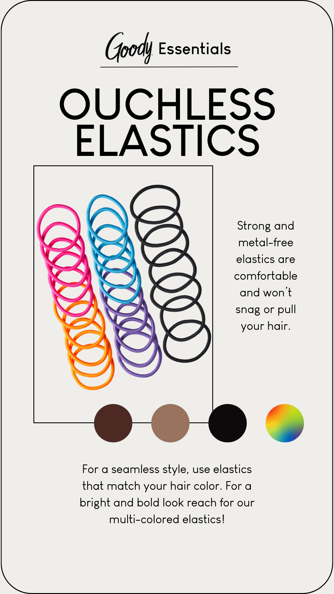 Hair Elastics, Small Hair Ties, 2mm, For All Hair, Black, 50 Ct - Image 3