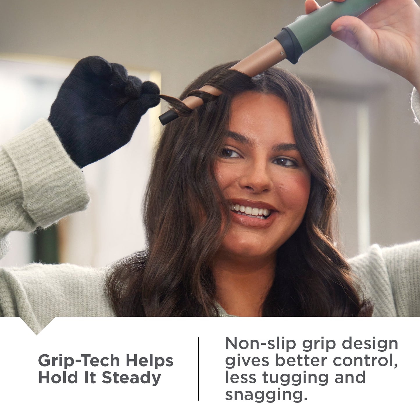 Botanicals Collection -1 Tapered Curling Wand with Plant-Based Micro-Conditioners and Grip-Tech Technology, Green - Image 2