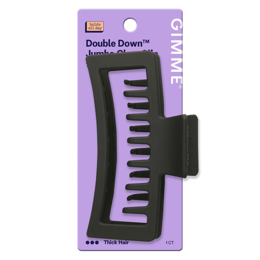 Clip Thick Rectangle Xtra Large Double Teeth Black 1 Ct