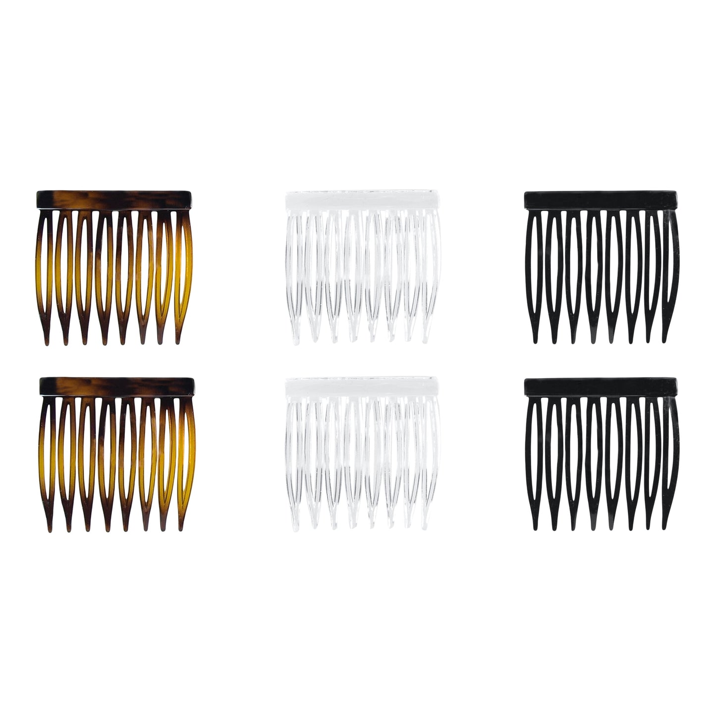 Small Plastic Side Hair Combs, Black, Clear, and Tortoise Shell,6 Ct - Image 4