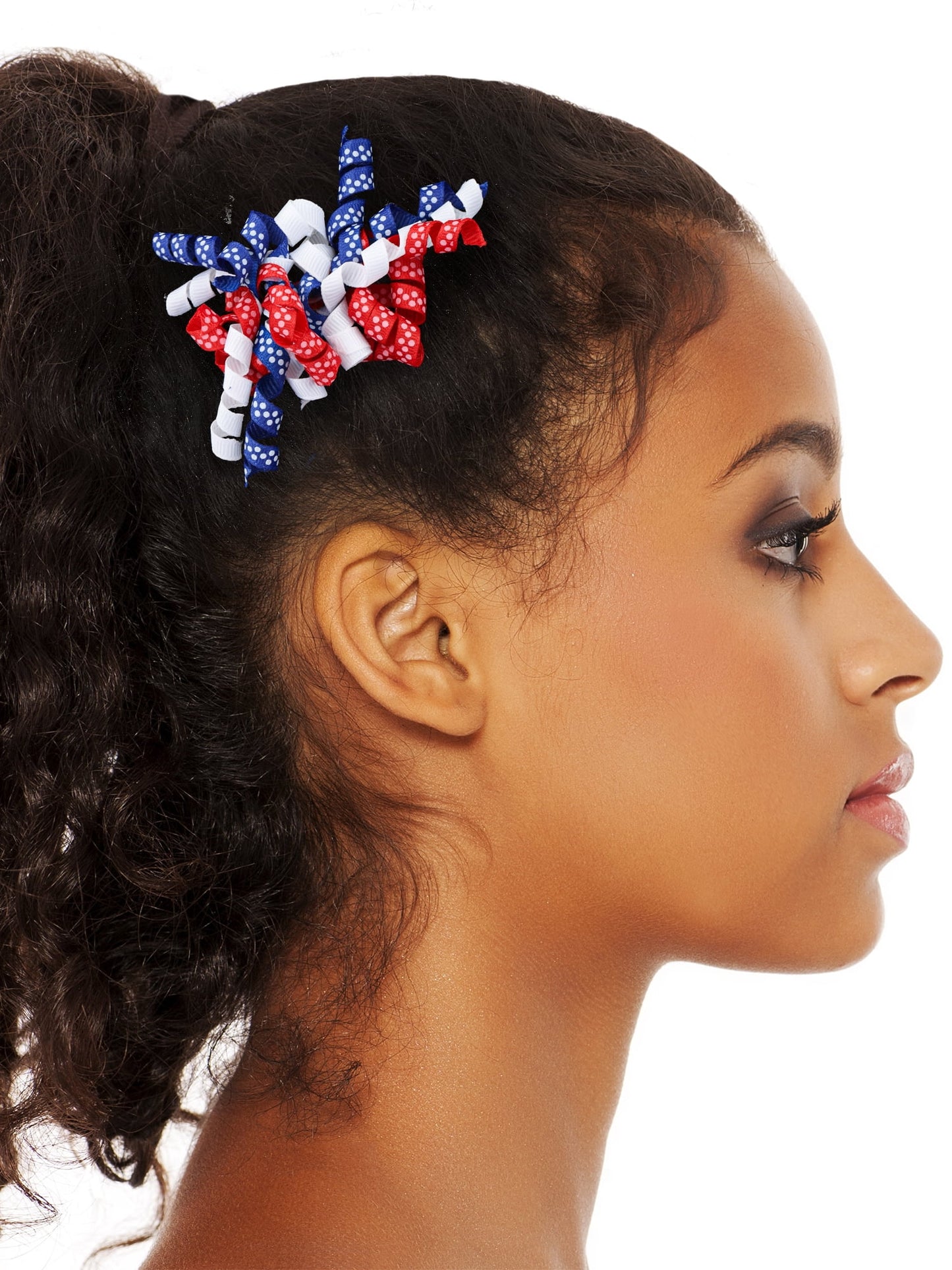 Americana Patriotic Curly Ribbon Hair Clip Set - Image 2