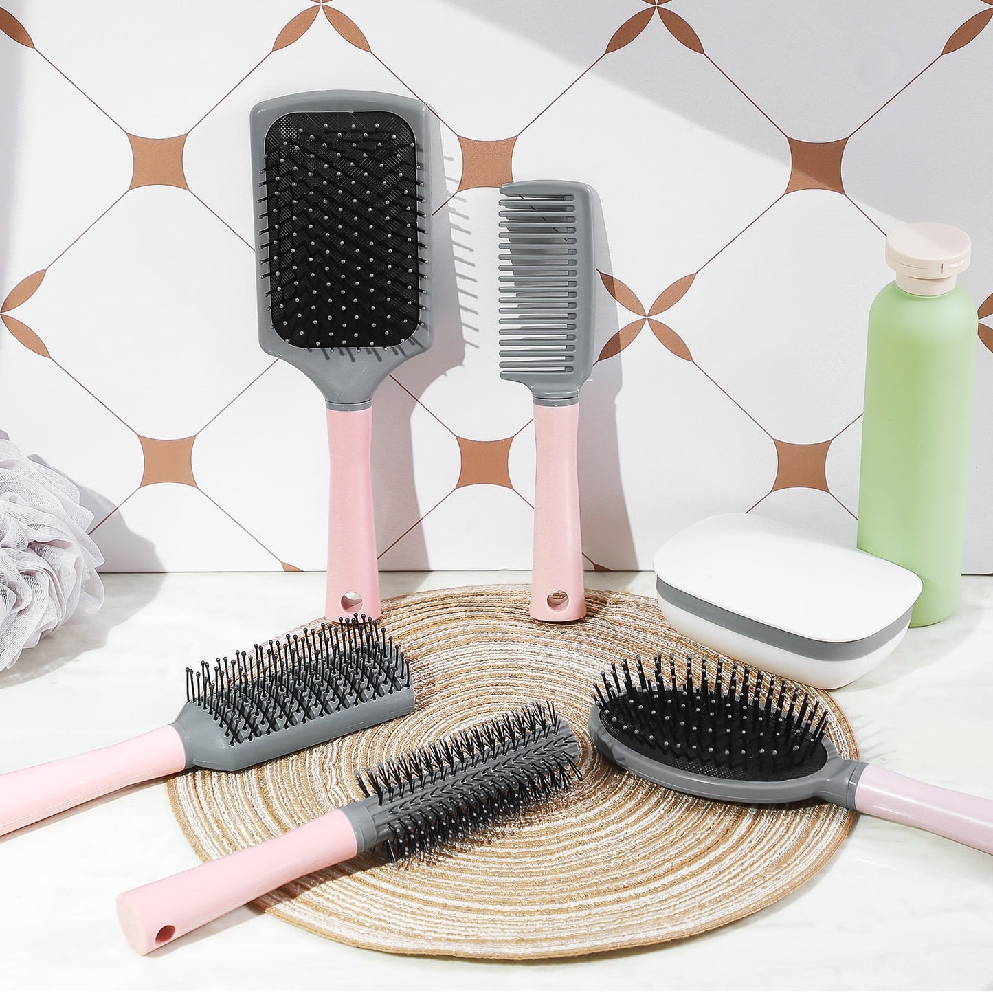 5 Pcs Paddle Hair Brush Set for Women with Detangling, Anti-Static Massage, and Oval Combs, Perfect for Wet or Dry Ha... - Image 6