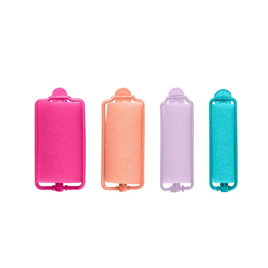 Foam Self-Fastening Rollers, Assorted Sizes, Zipper Case, Neon Colors, 48 Count