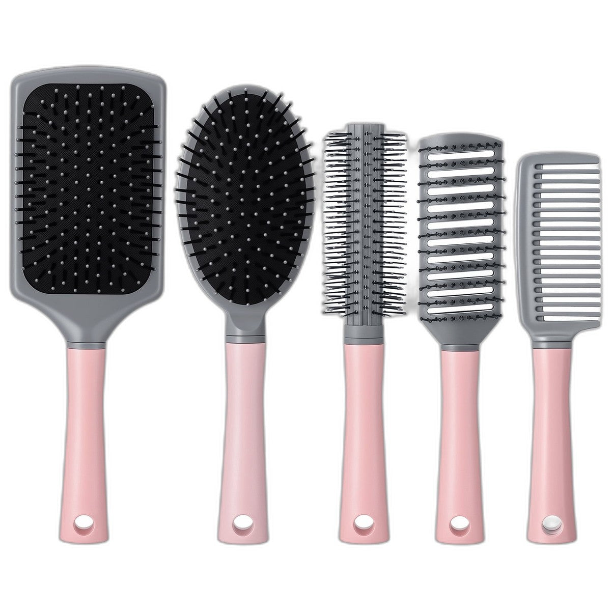 5 Pcs Paddle Hair Brush Set with Detangling, Anti-Static Massage, and Oval Combs, Perfect for Wet or Dry Hair Styling