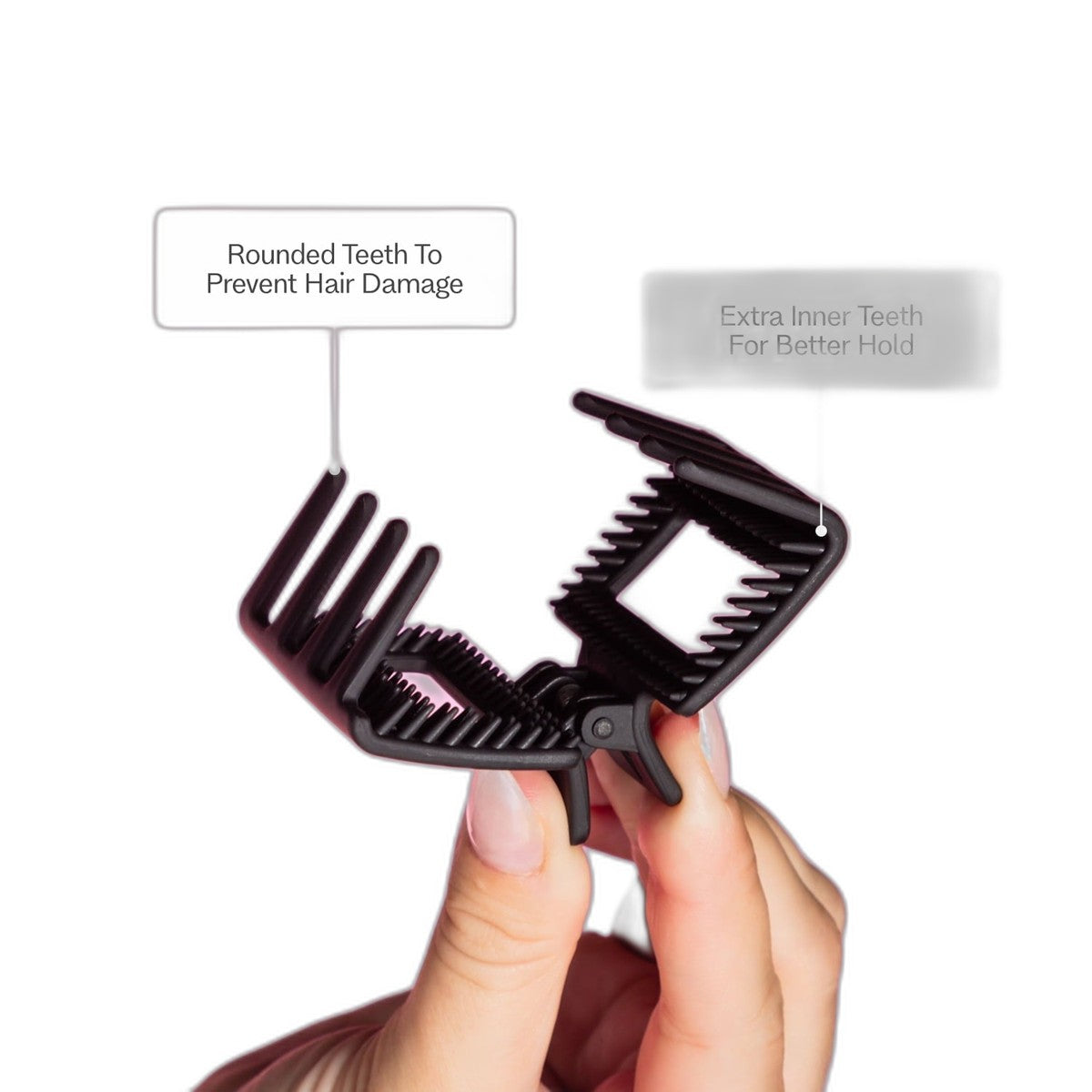 Fine Square Extra Grip Claw Clip, Black/Tan, 2 Count