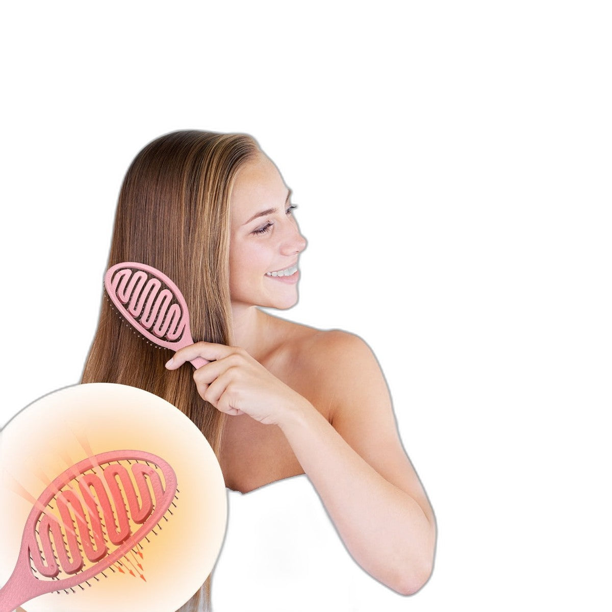 Detangling Hair Brush, Wheat Straw & Nylon Soft Bristles, Wet Dry No Pull Anti Frizz Professional Styling Hair Brush, Pink