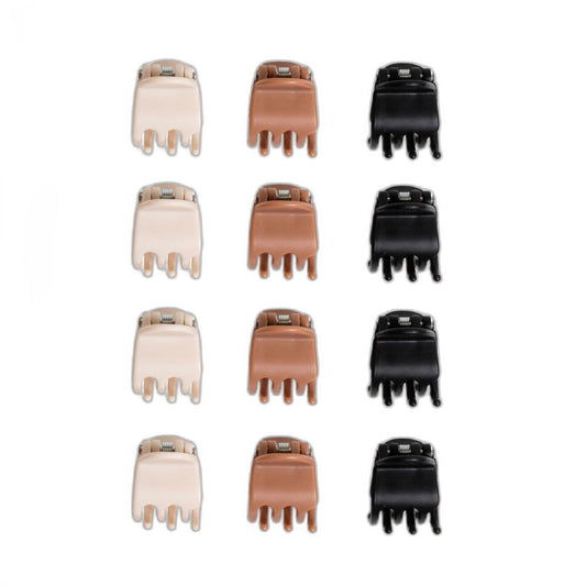 Classic Mini Claw Clips, Assorted Colors, Slide-Proof Grip for All Hair Types, 12 Count