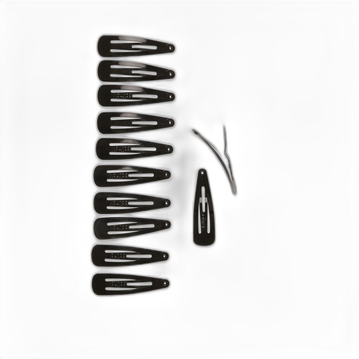 Open Center Metal Snap Clip Hair Barrettes, Black, 12 Count