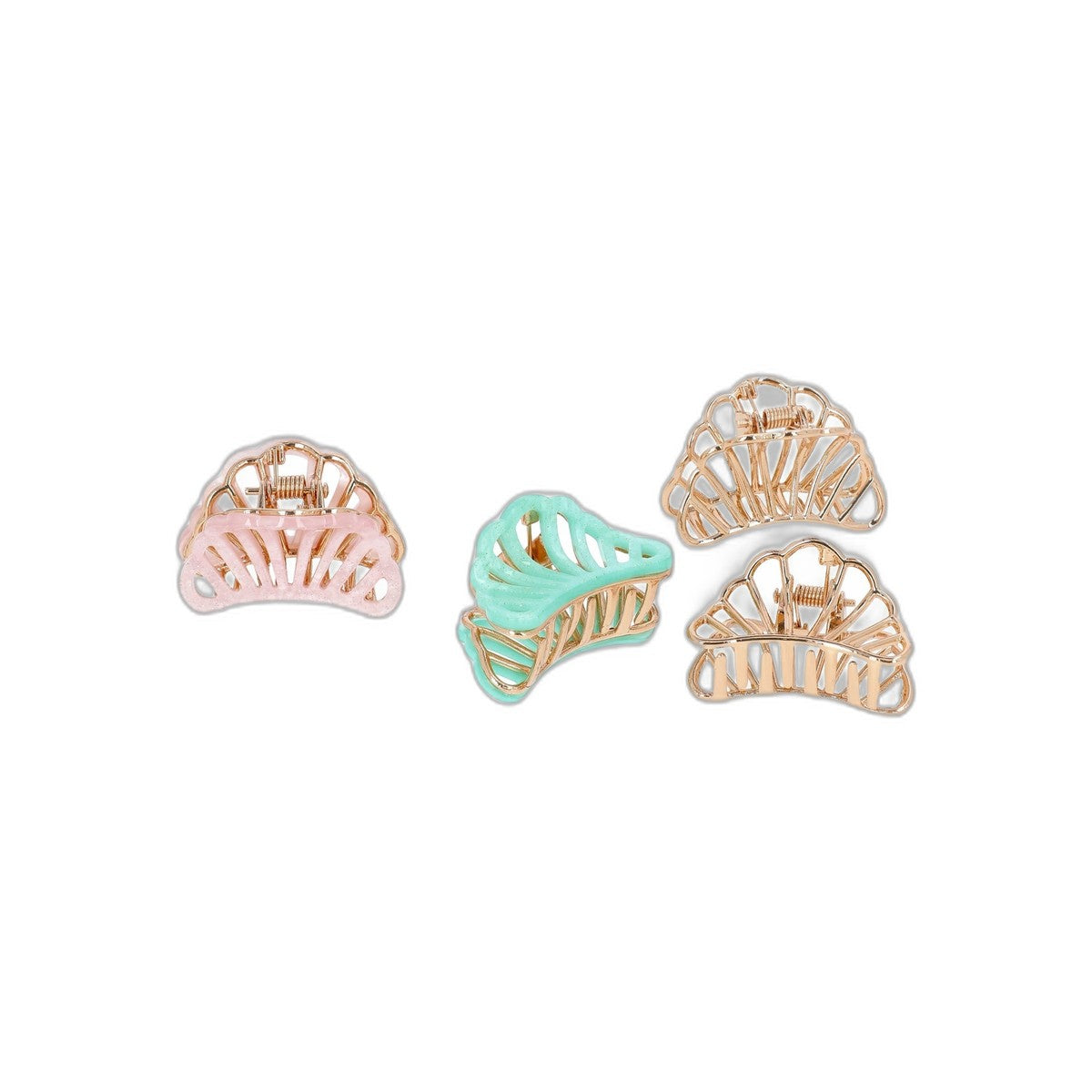 Mixed Metal Shell Claw Clip Set, 4-Piece