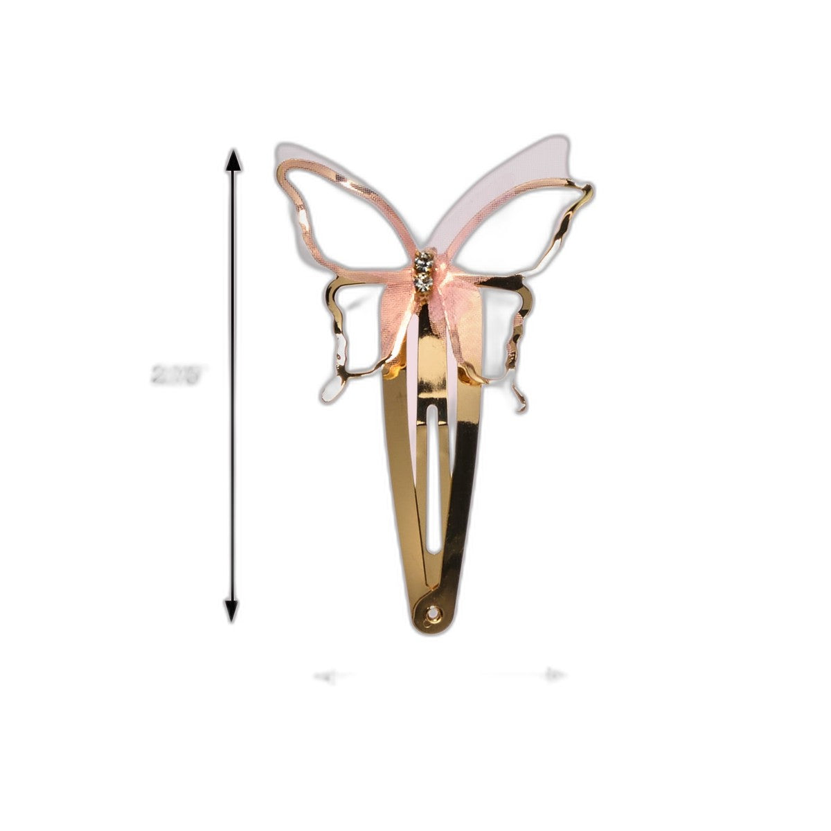 Butterfly Snap Hair Clips, Pink & Gold Tone, 2 Count, All Hair Types